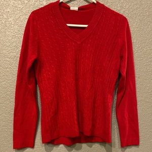 Red V-Neck Knit Sweater